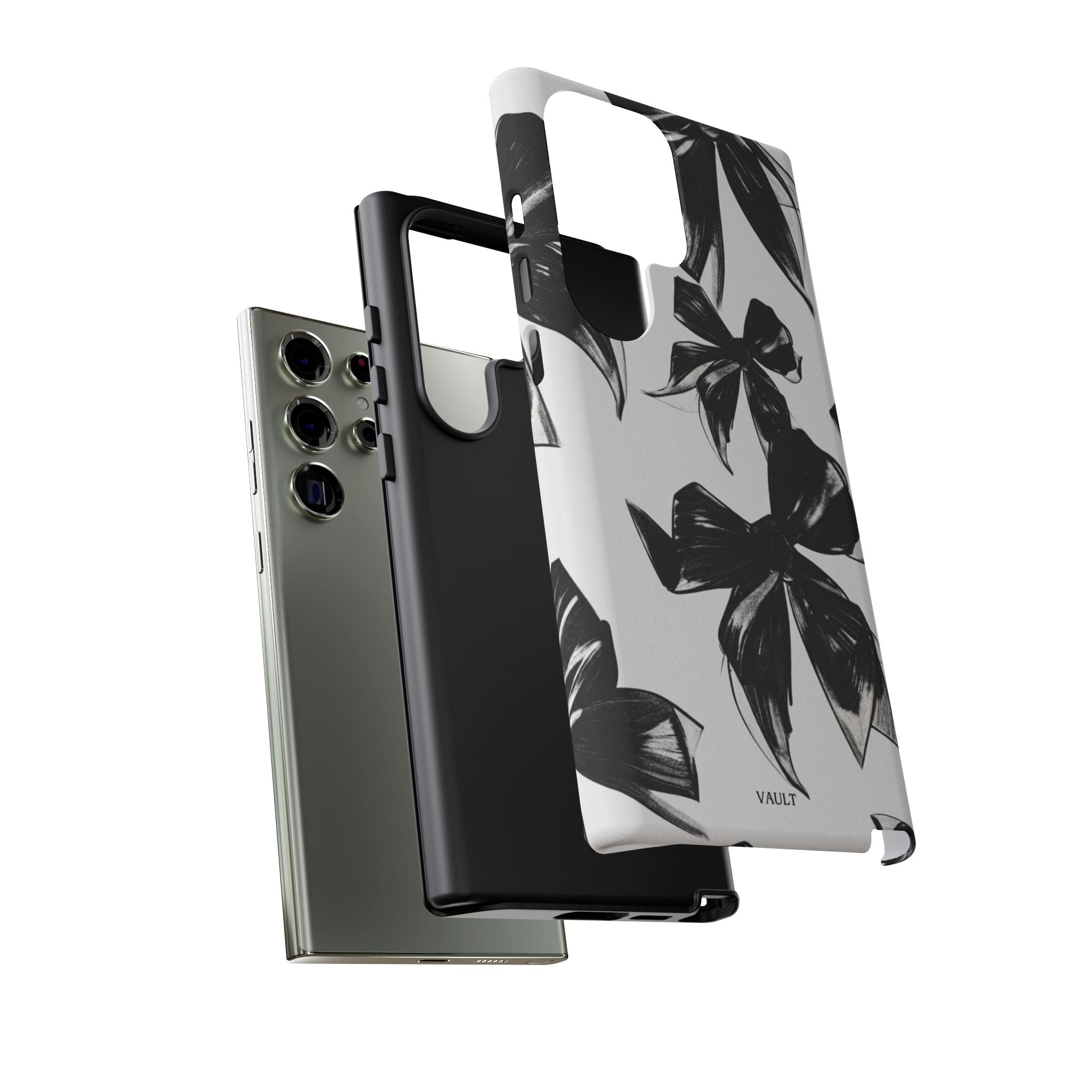Floral Brushstroke Phone Case — Black & White Botanical Tough Case