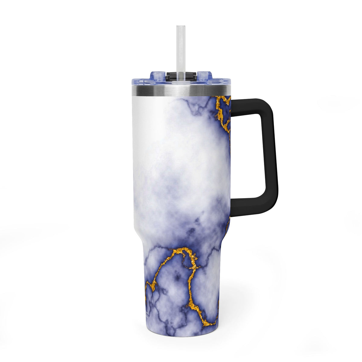 40oz Marble Thermal Tumbler - Blue & Gold Veined Vacuum Cup