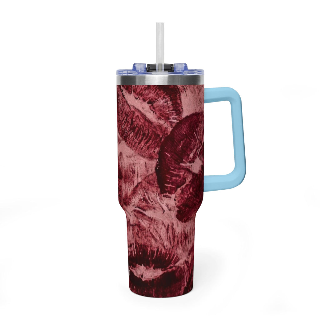 40oz Vacuum Tumbler - Burgundy Rose Marble Insulated Travel Cup