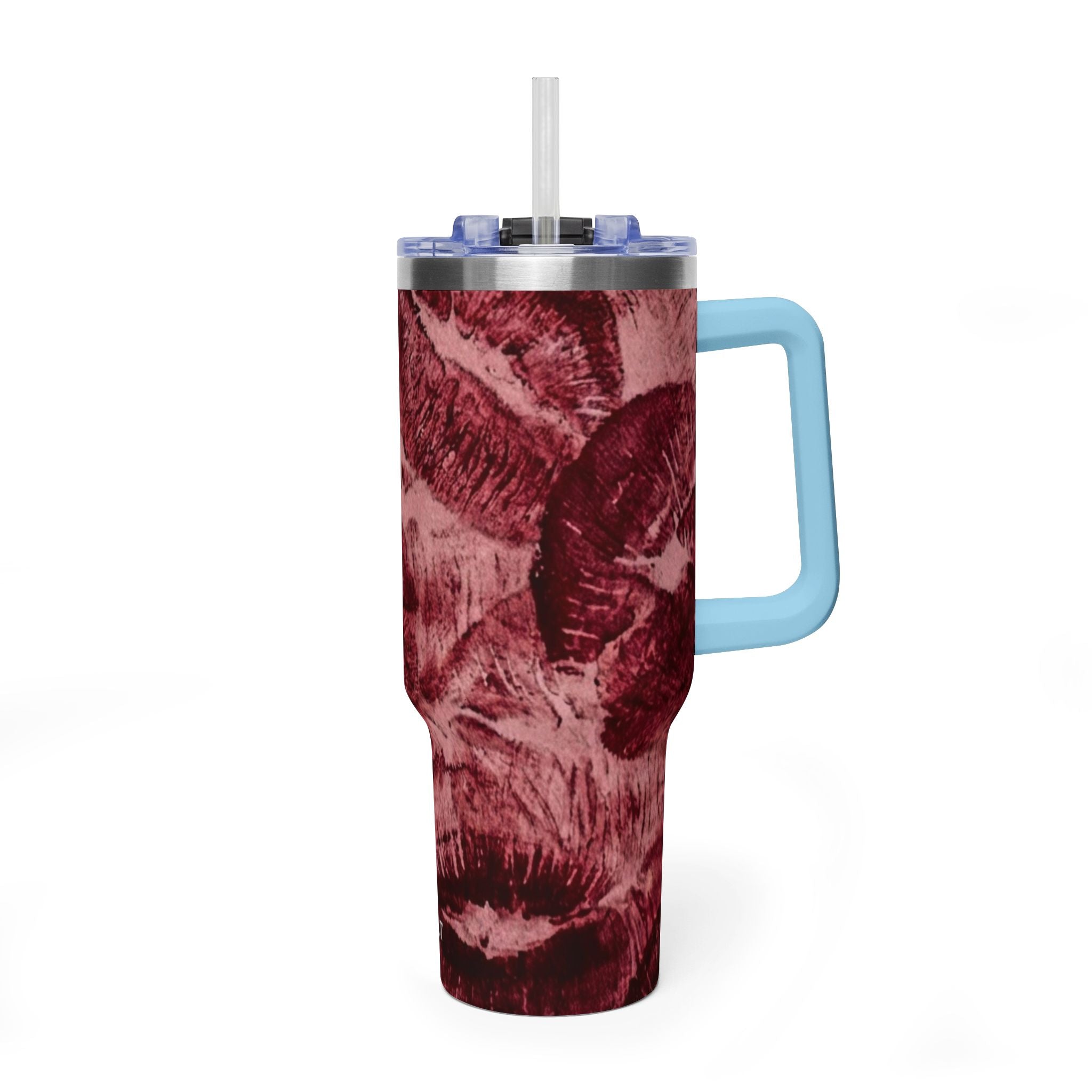 40oz Vacuum Tumbler - Burgundy Rose Marble Insulated Travel Cup