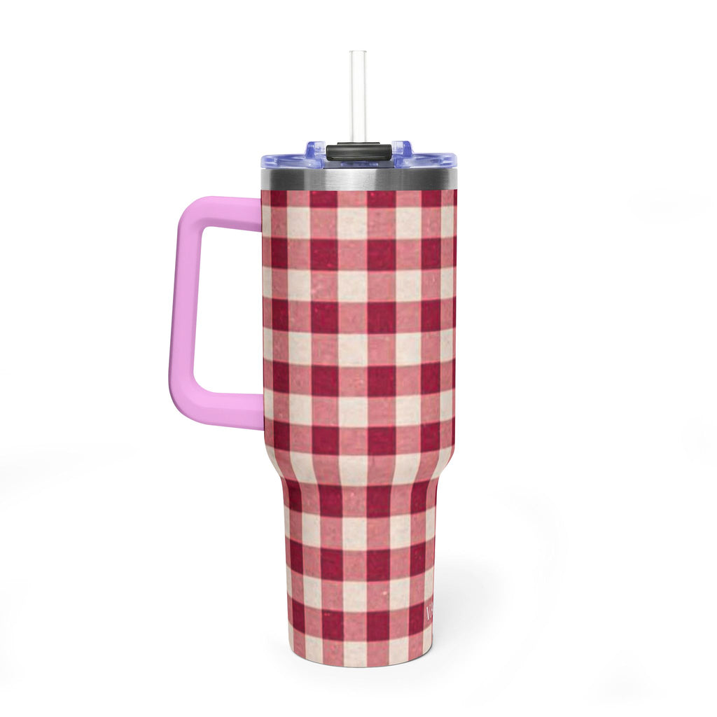 40oz Vacuum Tumbler — Red Buffalo Plaid Insulated Travel Mug