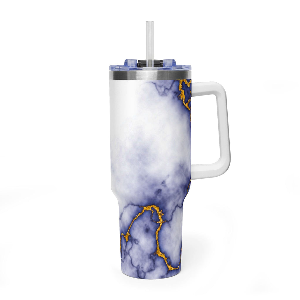 40oz Marble Thermal Tumbler - Blue & Gold Veined Vacuum Cup