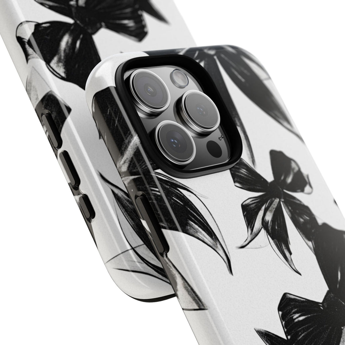 Floral Brushstroke Phone Case — Black & White Botanical Tough Case