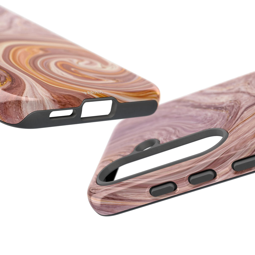 Marble Swirl Phone Case — Pink & Gold Abstract Tough Case