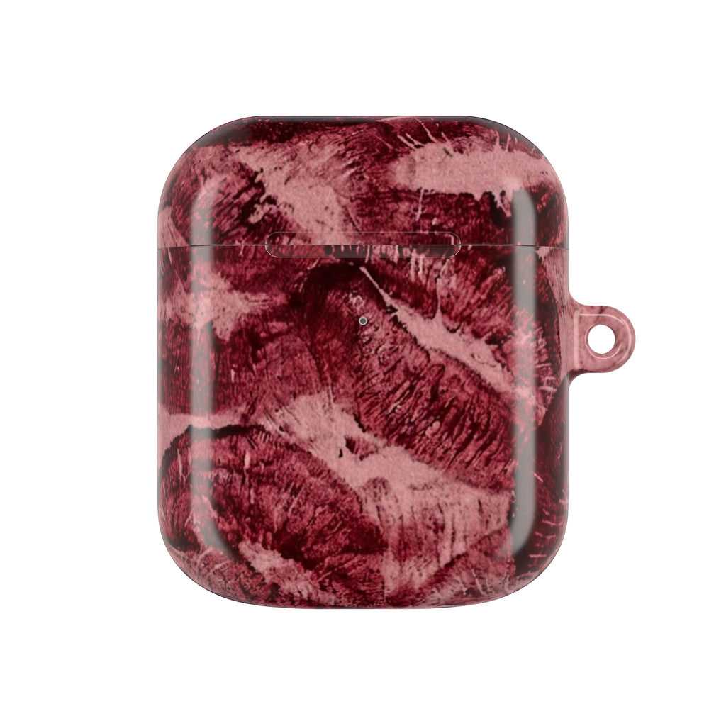 Maroon Kiss-Print AirPod Case