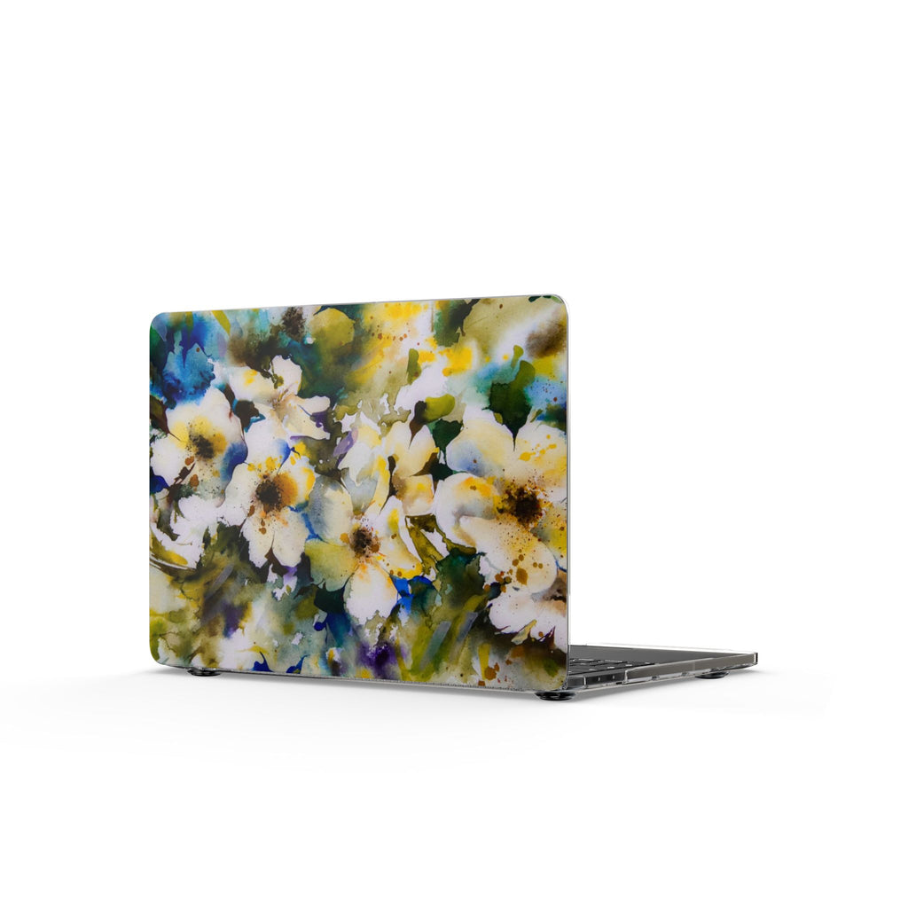 Floral Watercolor Clear MacBook Case — White Blossom Laptop Cover