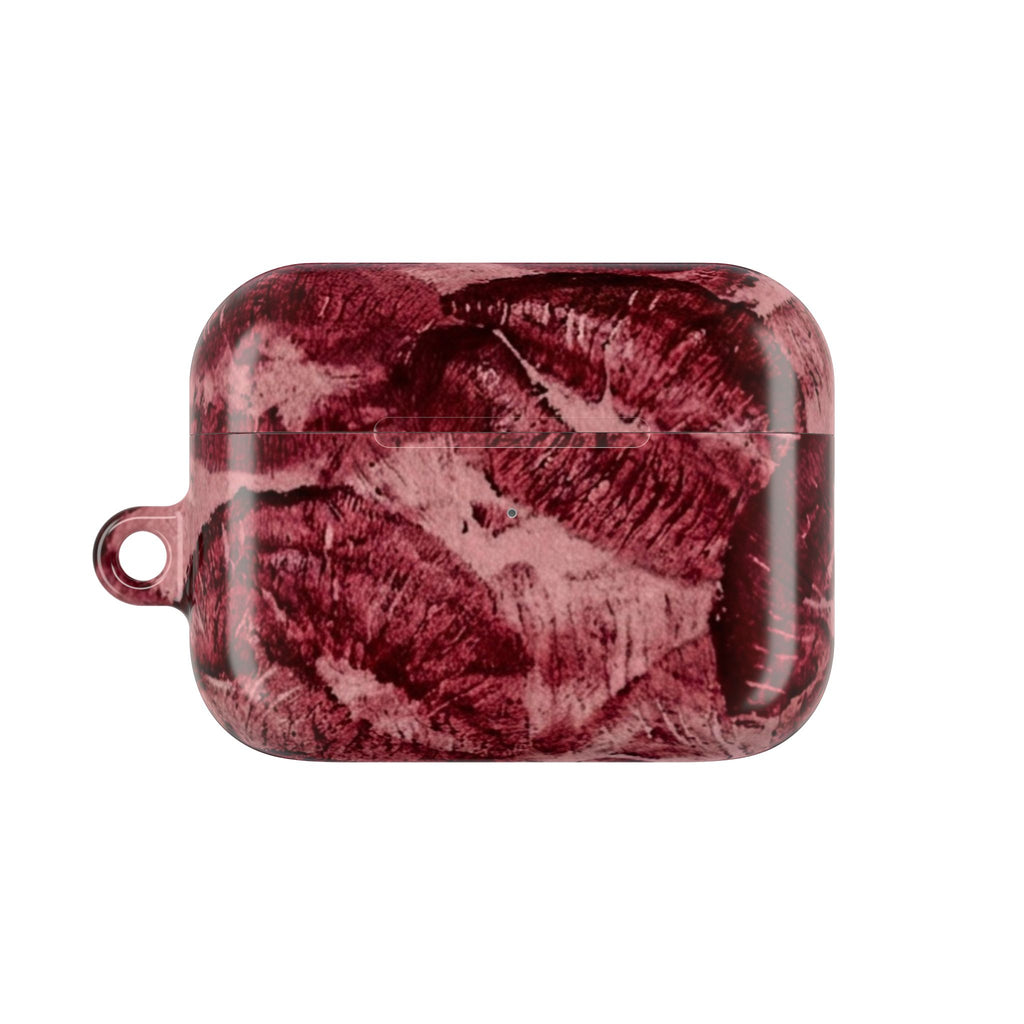 Maroon Kiss-Print AirPod Case