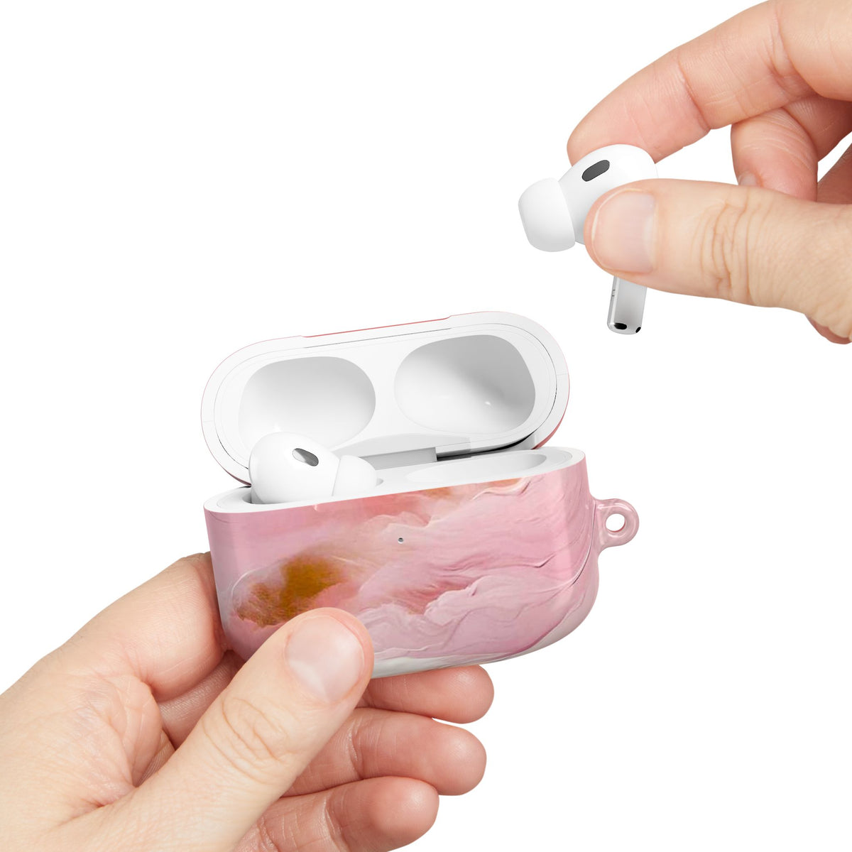 Pink Marble AirPod Case – Swirl Pattern Protective Cover