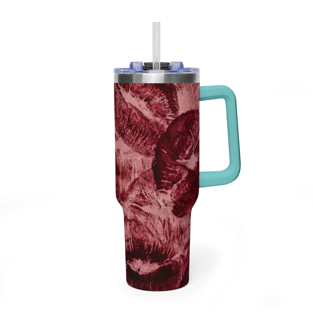 40oz Vacuum Tumbler - Burgundy Rose Marble Insulated Travel Cup