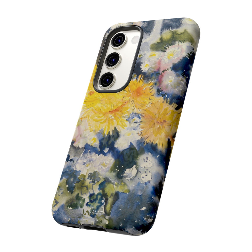 Floral Watercolor Phone Case – Yellow Chrysanthemums Design