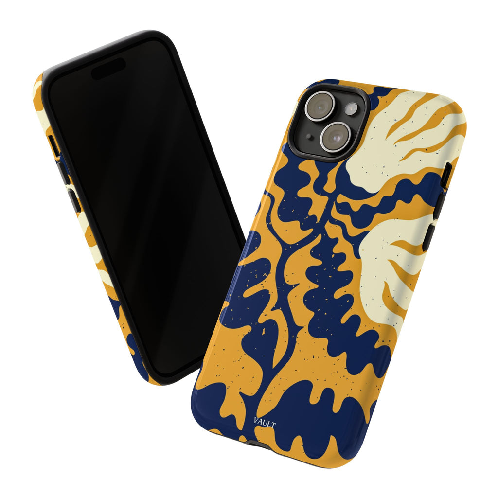 Bold Abstract Floral Phone Case (Navy & Mustard)