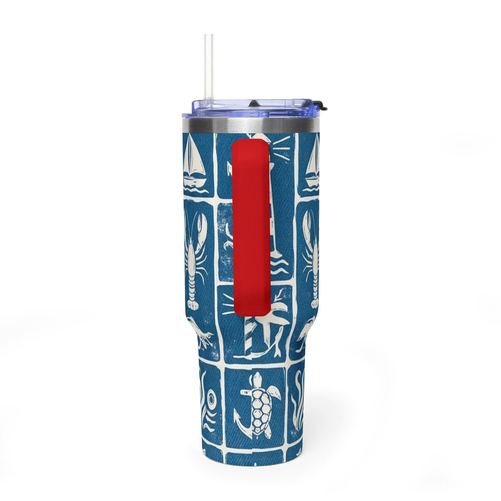 40oz Nautical Thermal Tumbler – Lighthouse, Anchor & Sea Life Travel Mug