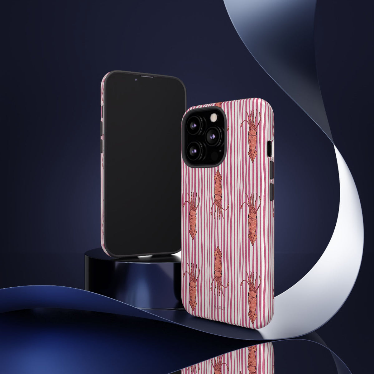 Squid Stripe Phone Case — Pink Nautical Sea Creature Pattern