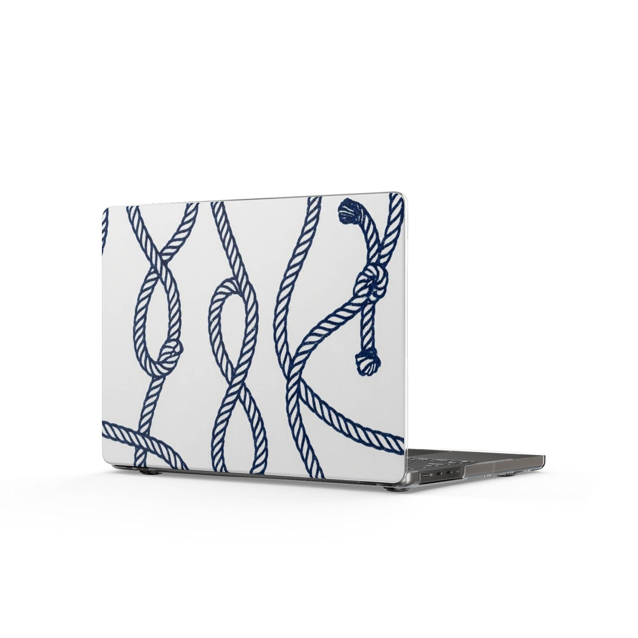 Nautical Rope MacBook Case — Blue Knots on White