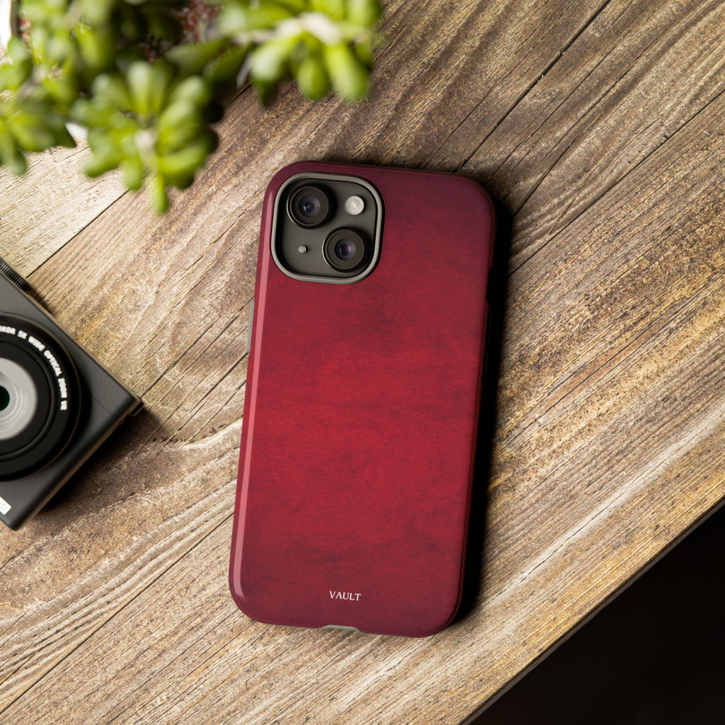 Red Leather Texture Phone Case Impact-Resistant Case