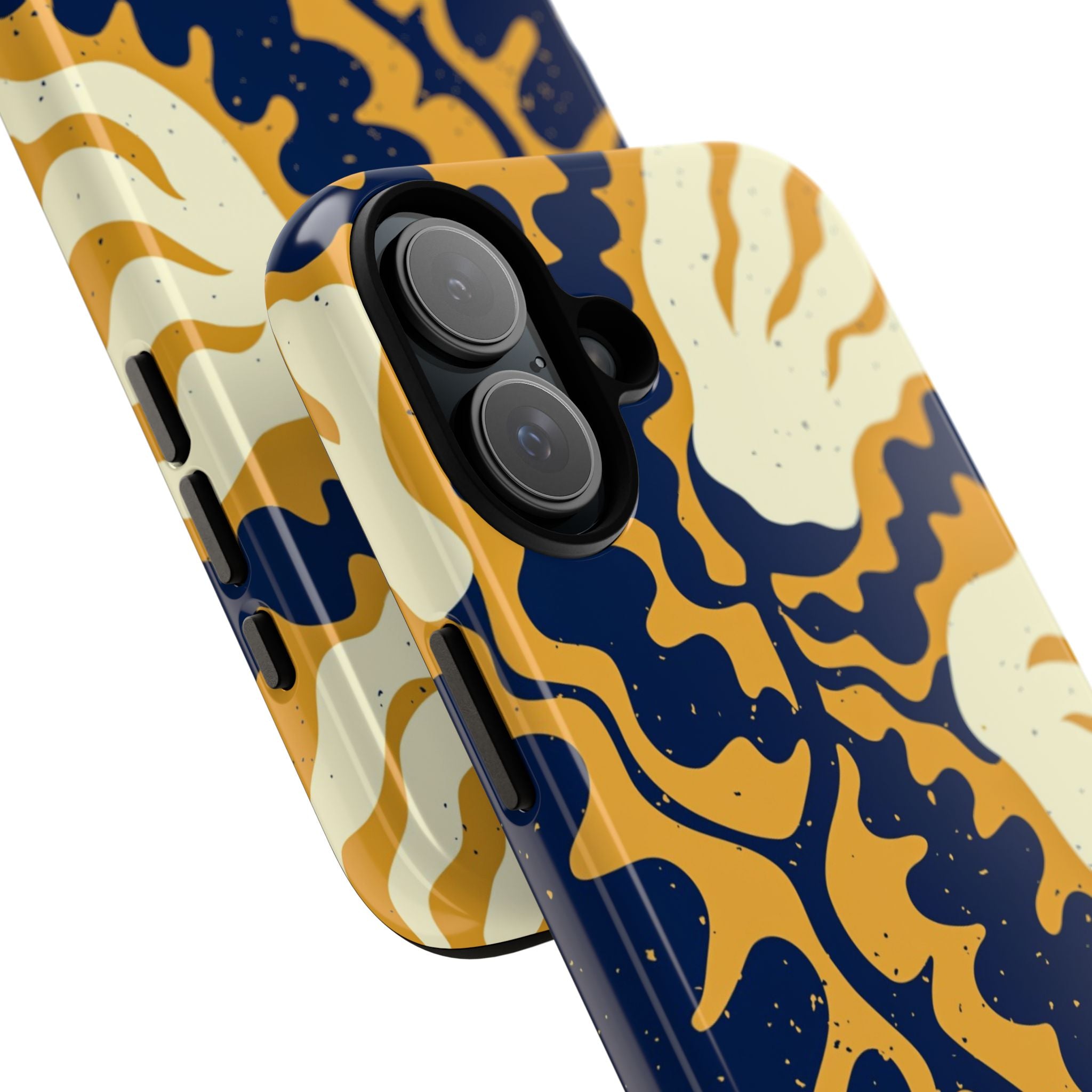 Bold Abstract Floral Phone Case (Navy & Mustard)