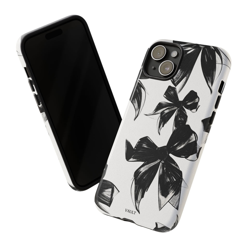 Floral Brushstroke Phone Case — Black & White Botanical Tough Case