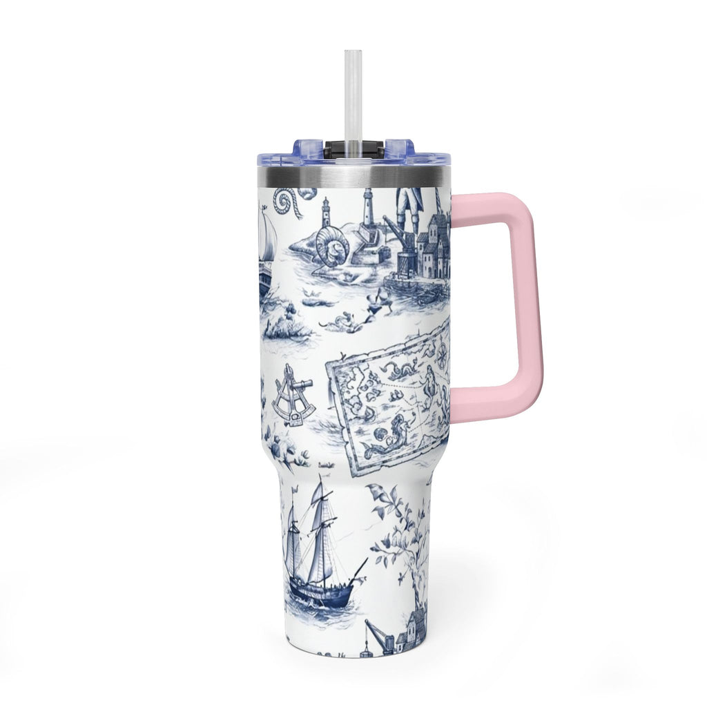 Nautical Blue Toile 40oz Thermal Tumbler