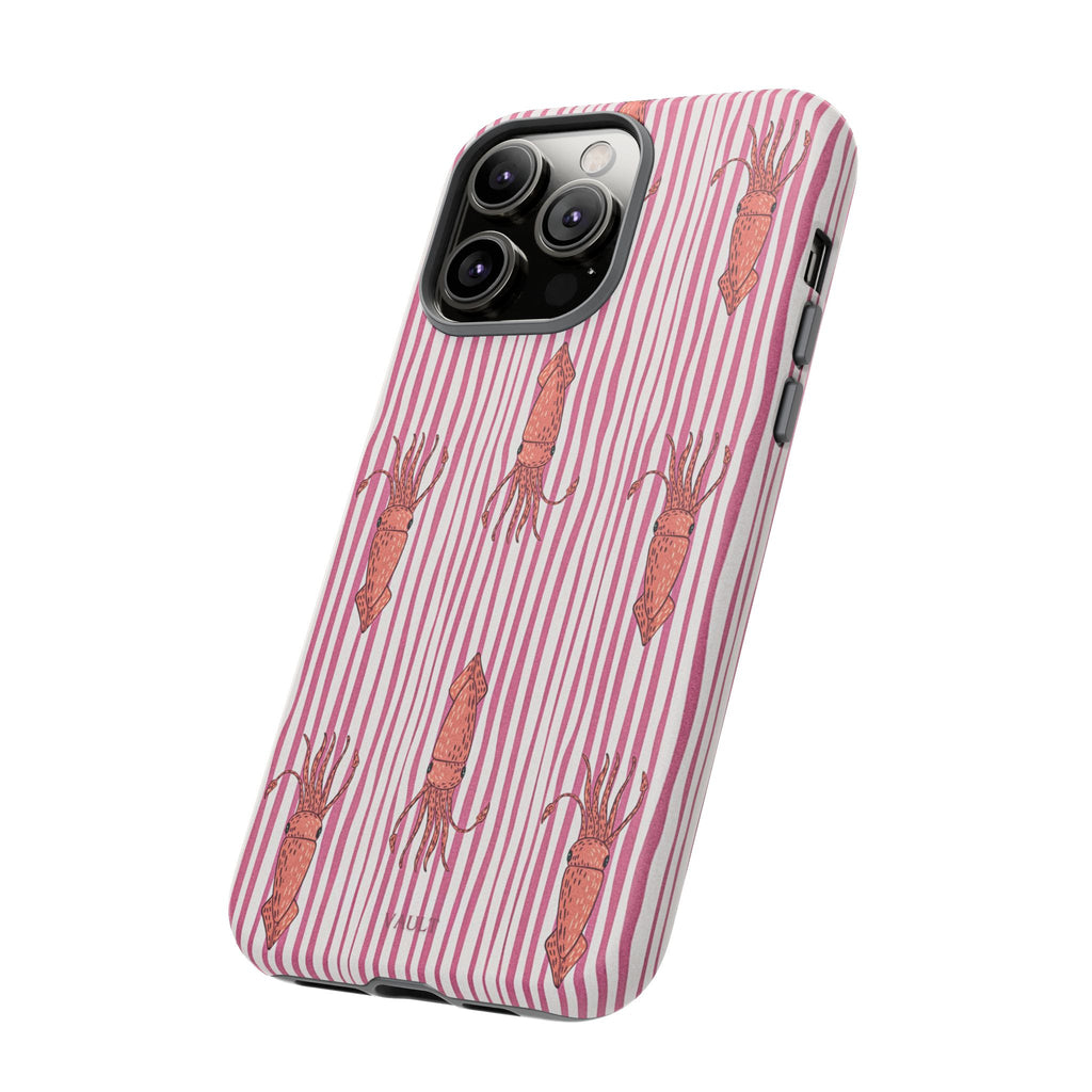 Squid Stripe Phone Case — Pink Nautical Sea Creature Pattern