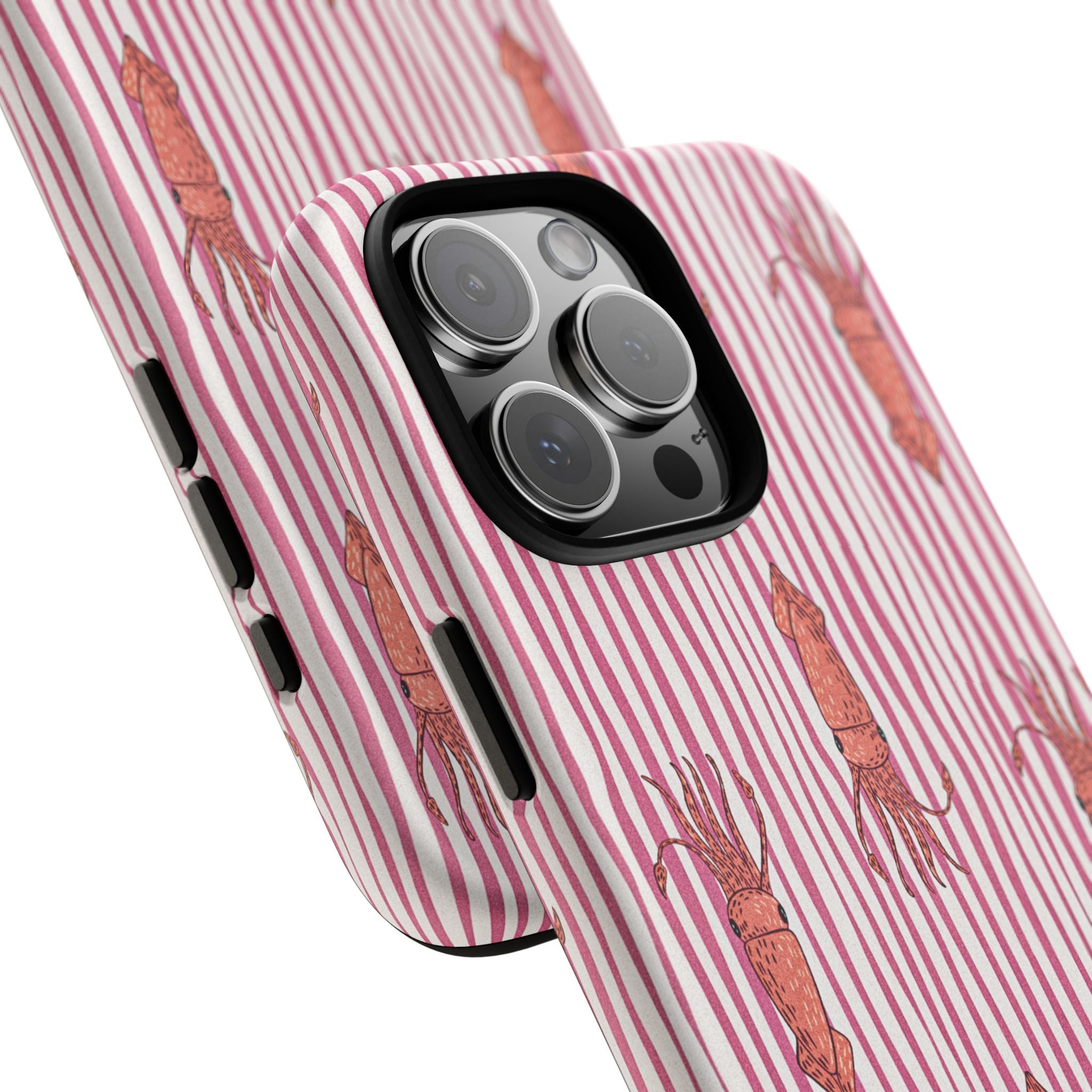 Squid Stripe Phone Case — Pink Nautical Sea Creature Pattern