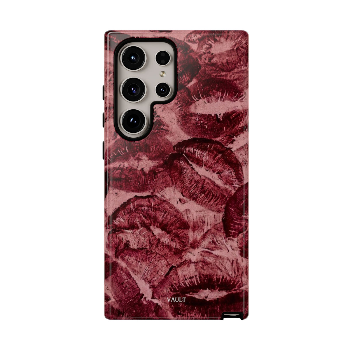 Kiss Print Phone Case – Burgundy Lip Pattern Protective Phone Cover