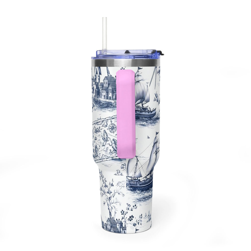 Nautical Blue Toile 40oz Thermal Tumbler