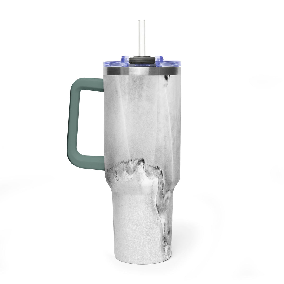 40oz Marble Vacuum Tumbler — Insulated Travel Mug with Handle