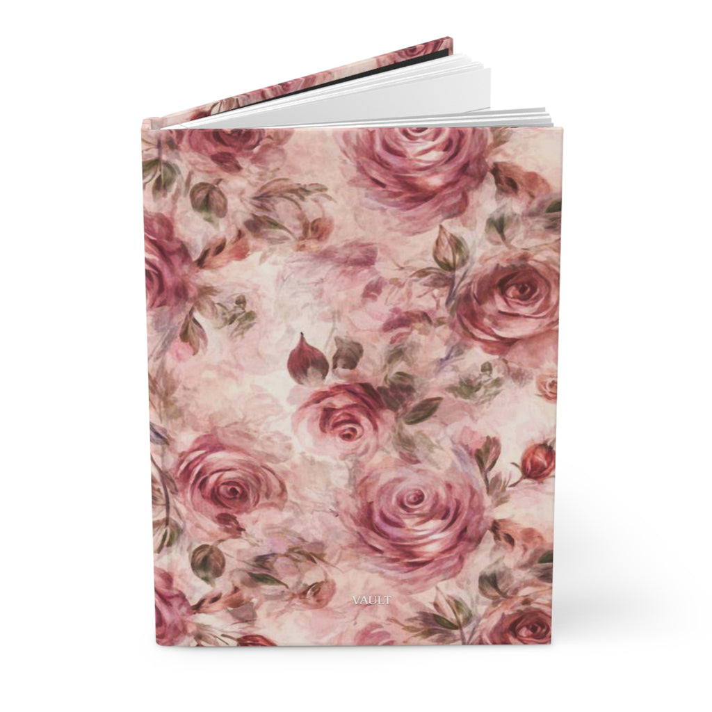 Vintage Pink Rose Hardcover Journal — Floral Notebook for Journaling, Notes & Gifts