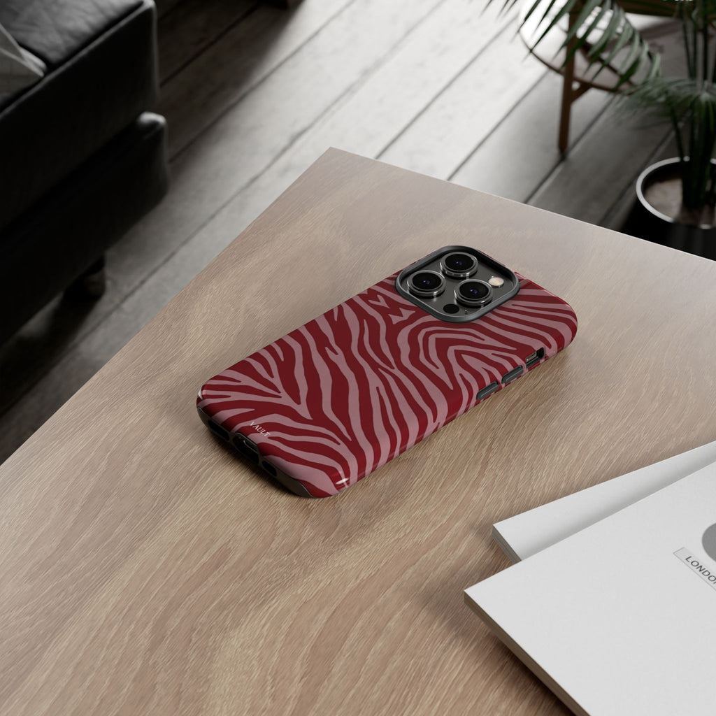 Red Zebra Print Tough Phone Case