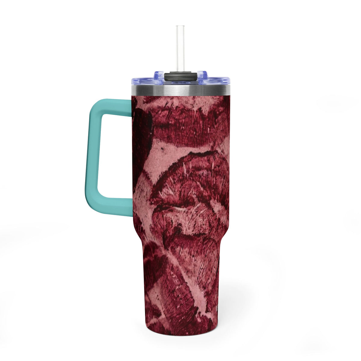 40oz Vacuum Tumbler - Burgundy Rose Marble Insulated Travel Cup