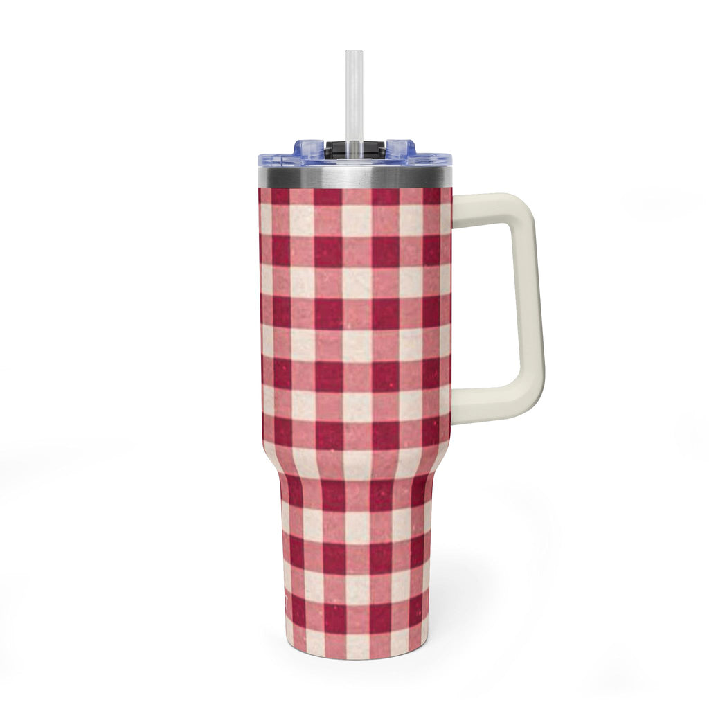 40oz Vacuum Tumbler — Red Buffalo Plaid Insulated Travel Mug