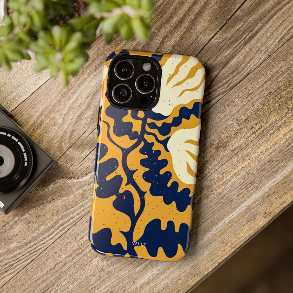 Bold Abstract Floral Phone Case (Navy & Mustard)