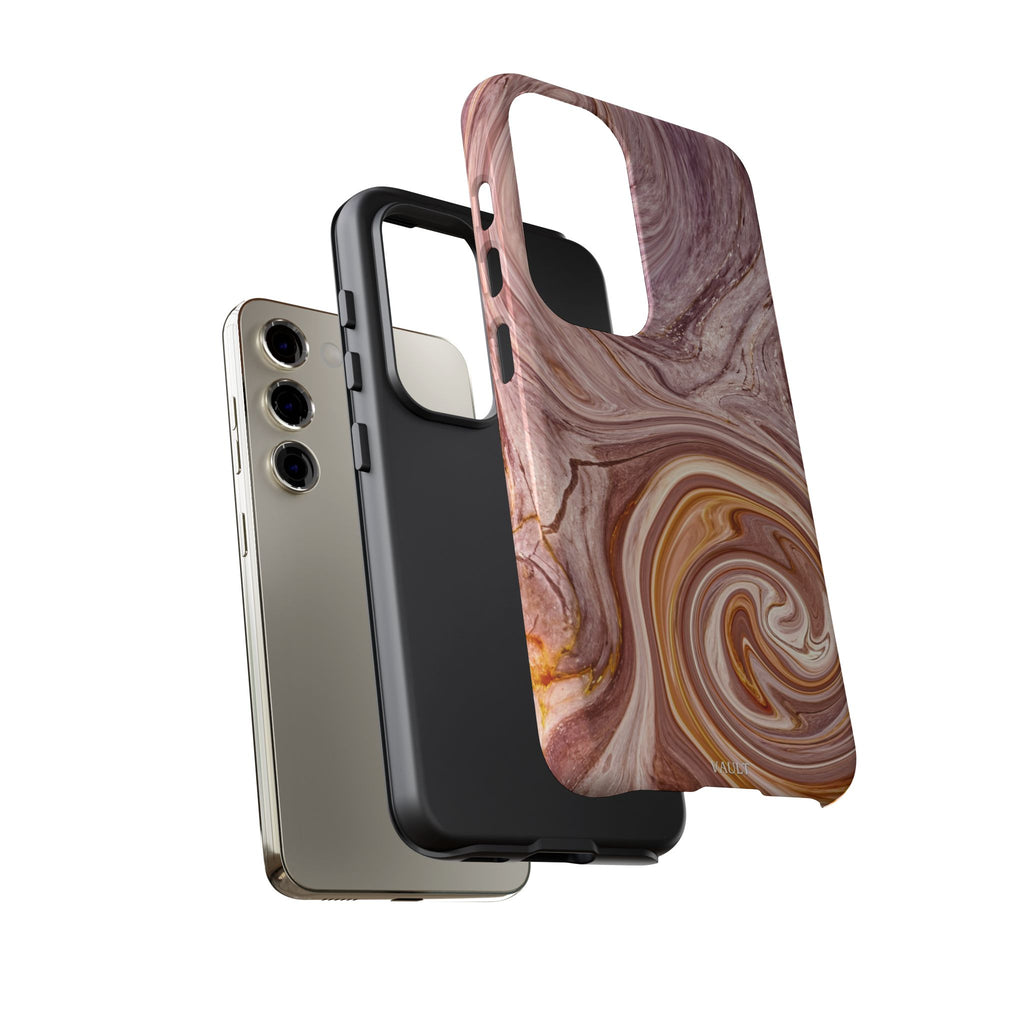 Marble Swirl Phone Case — Pink & Gold Abstract Tough Case