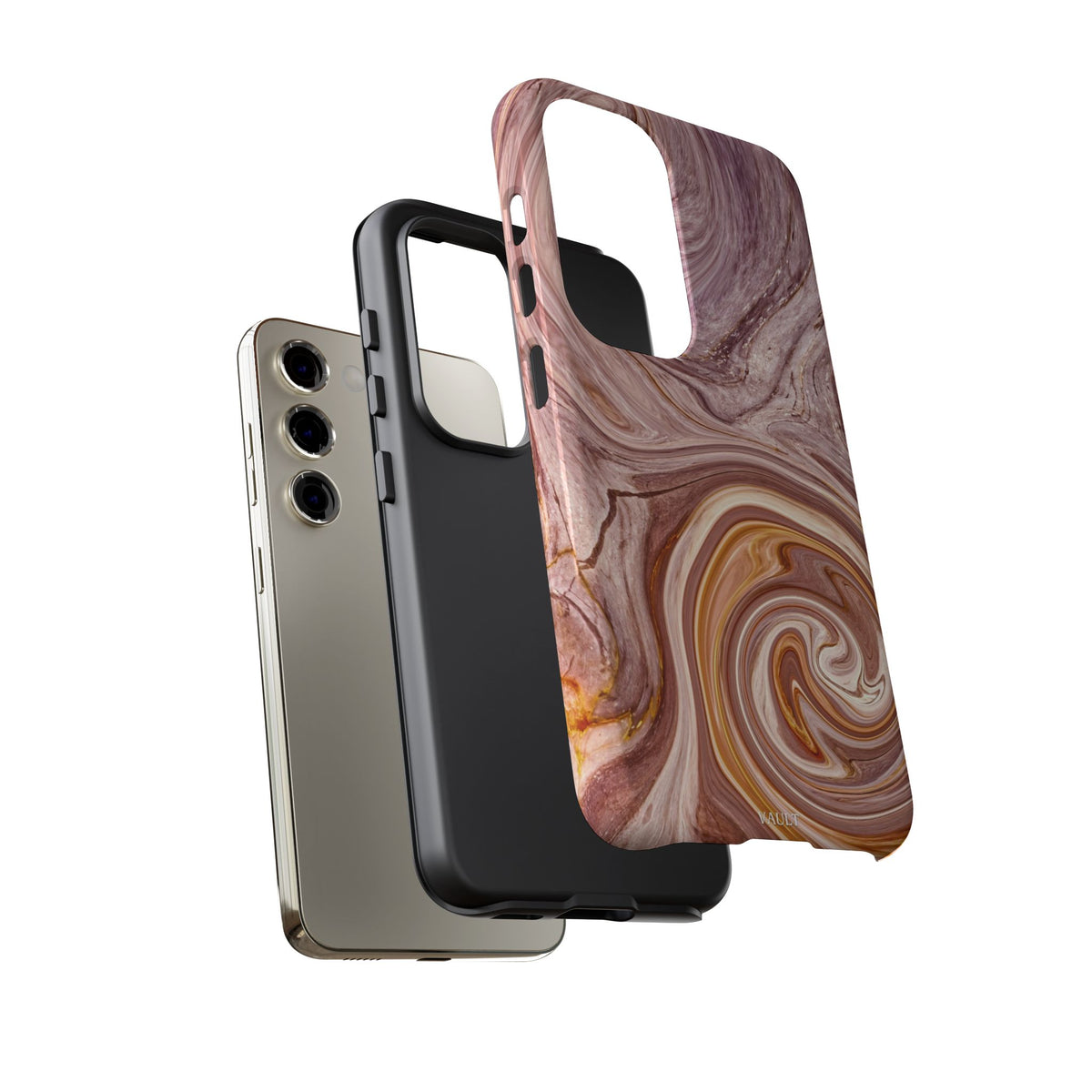 Marble Swirl Phone Case — Pink & Gold Abstract Tough Case
