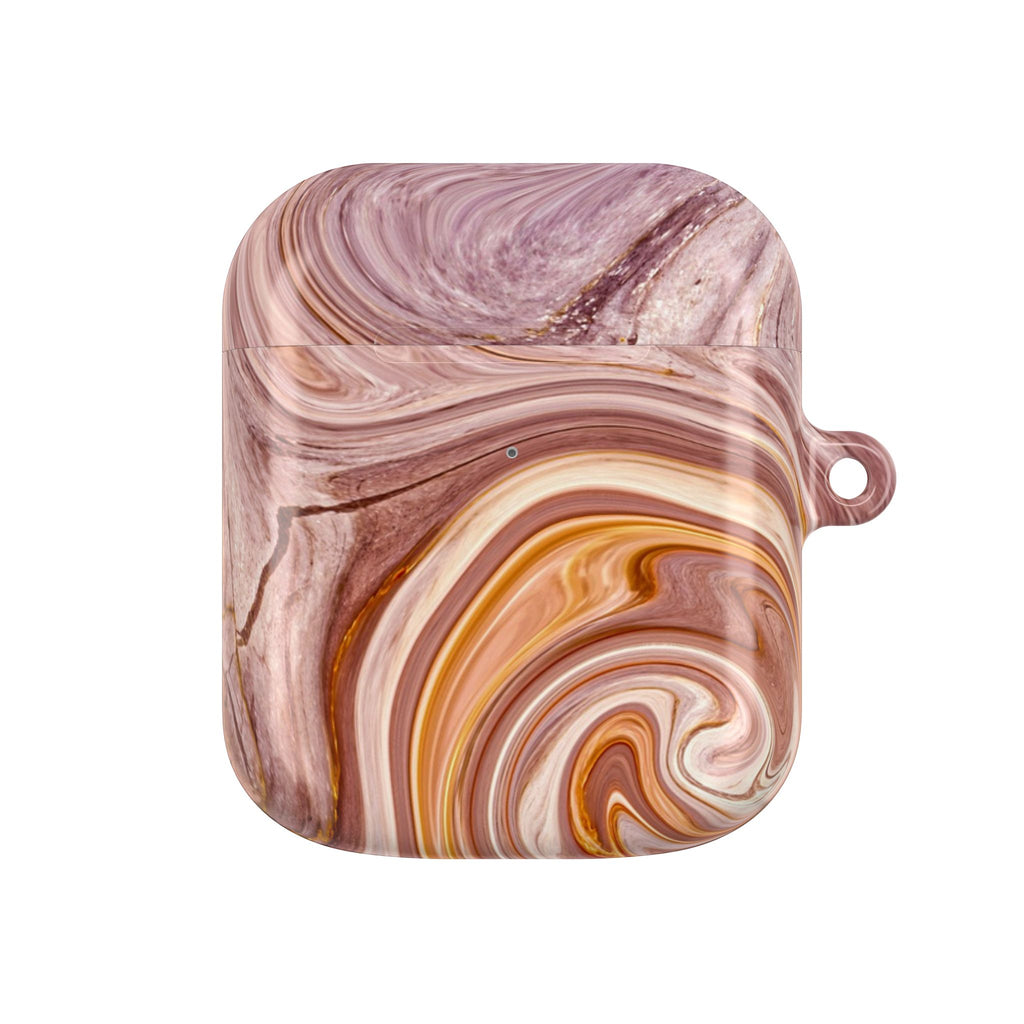 Marble Swirl AirPod Case — Pink & Gold Abstract Protective Cover