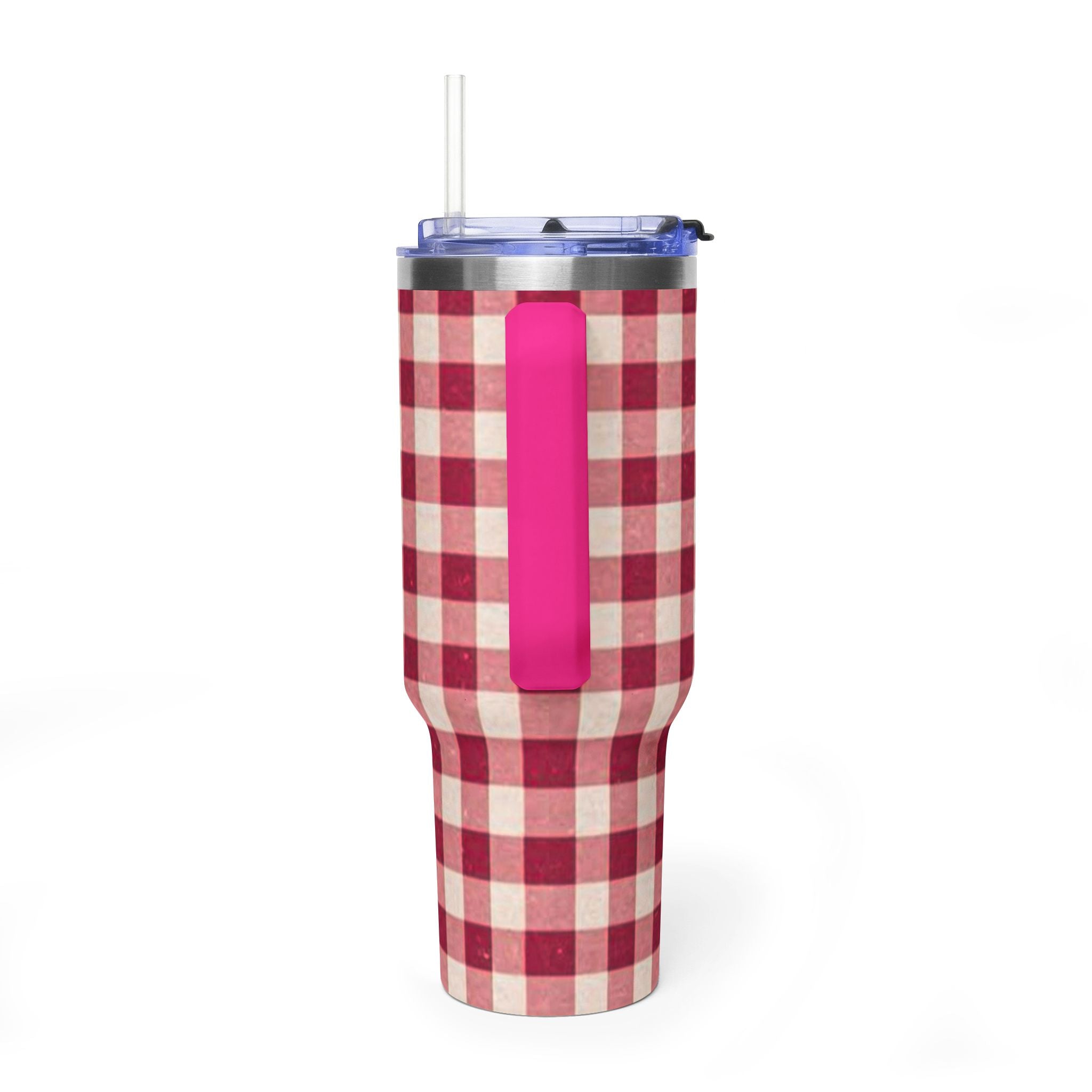 40oz Vacuum Tumbler — Red Buffalo Plaid Insulated Travel Mug