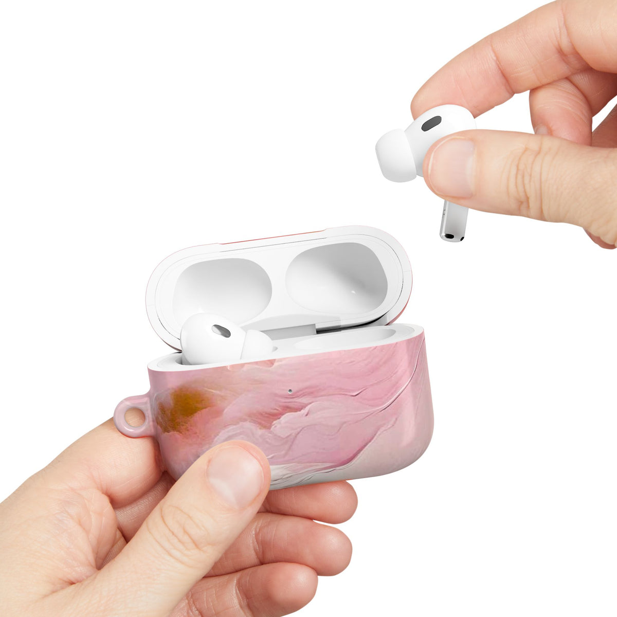 Pink Marble AirPod Case – Swirl Pattern Protective Cover