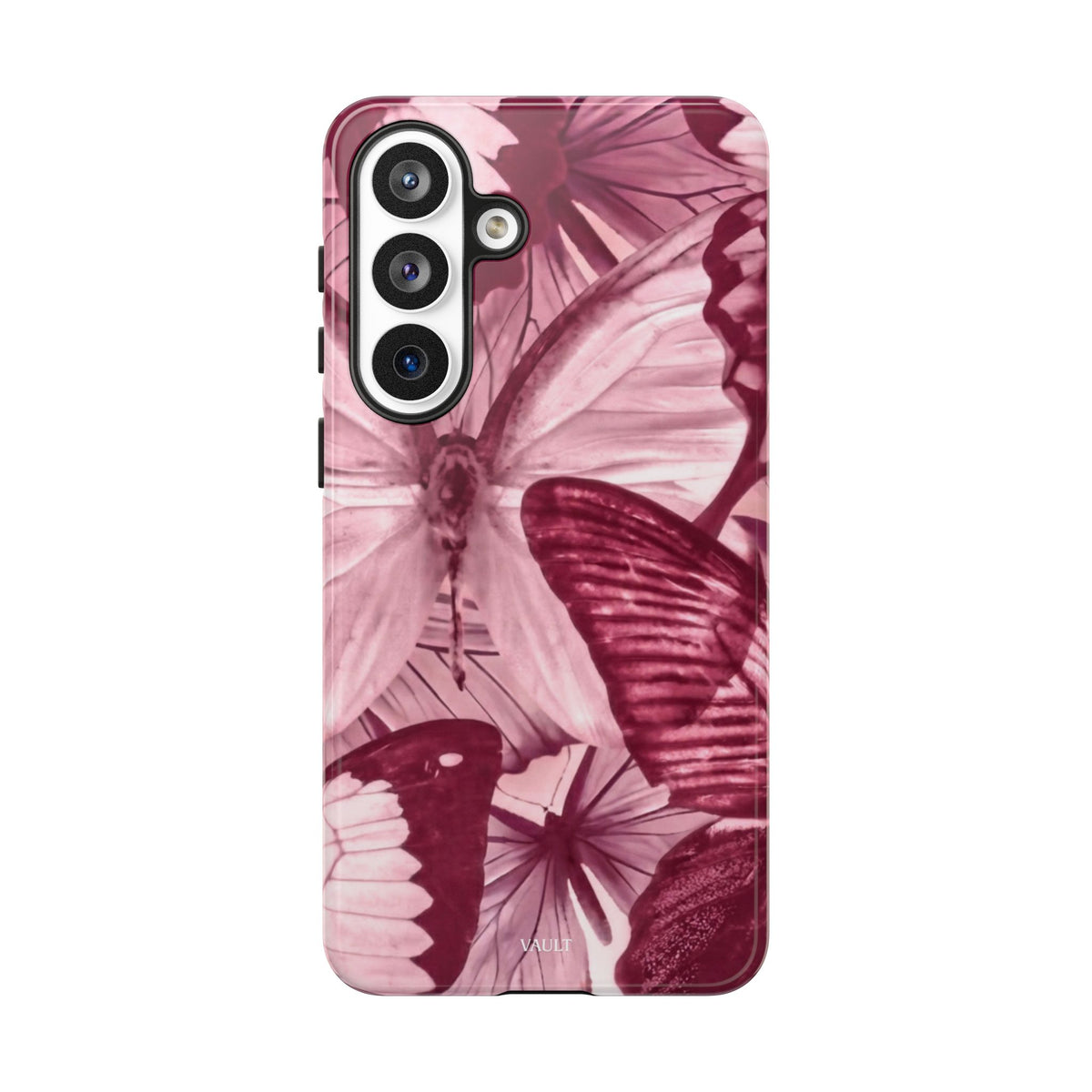 Butterfly Tough Phone Case — Vintage Pink Floral Protective Cover