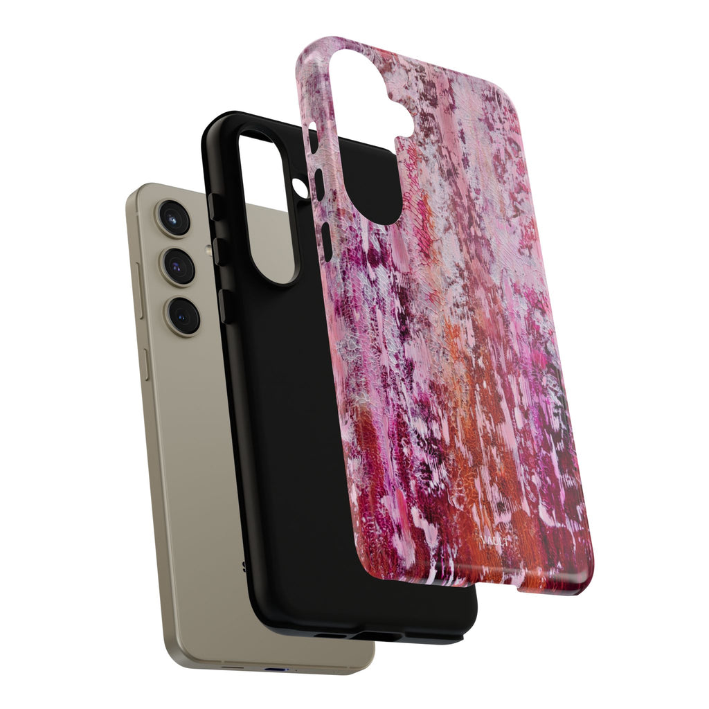 Pink Abstract Art Tough Phone Case — Protective Artistic Phone Cover