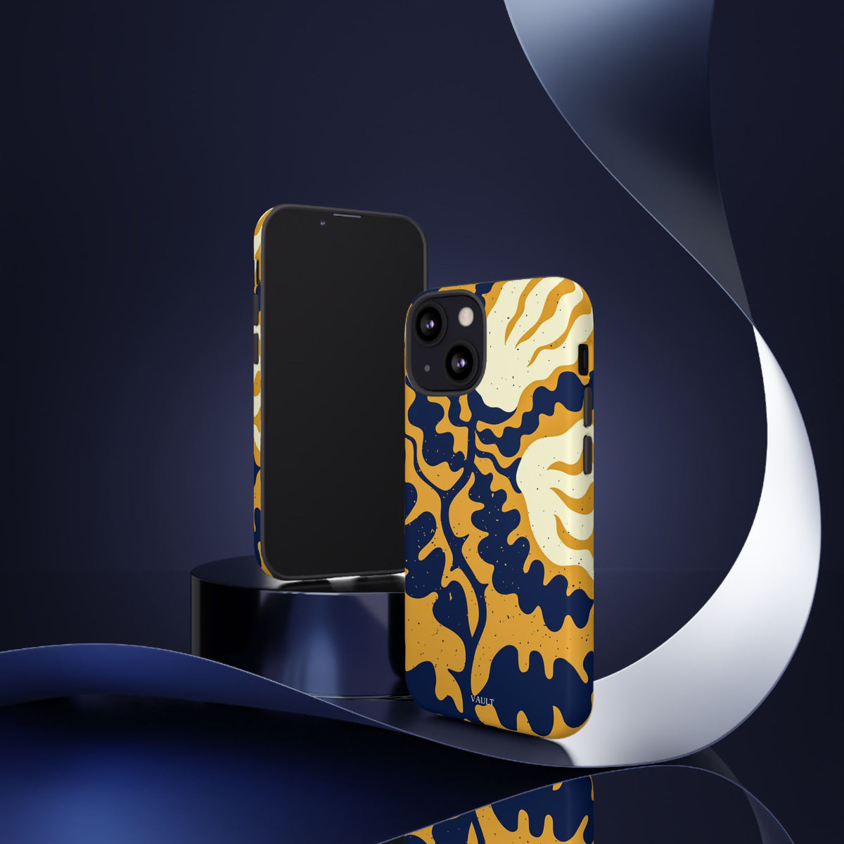 Bold Abstract Floral Phone Case (Navy & Mustard)