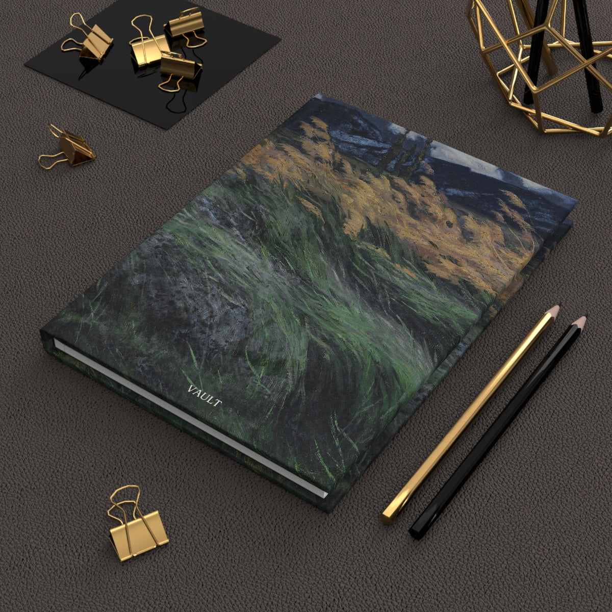 Hardcover Journal — Wind-Swept Meadow Art Notebook ("VAULT" Cover)