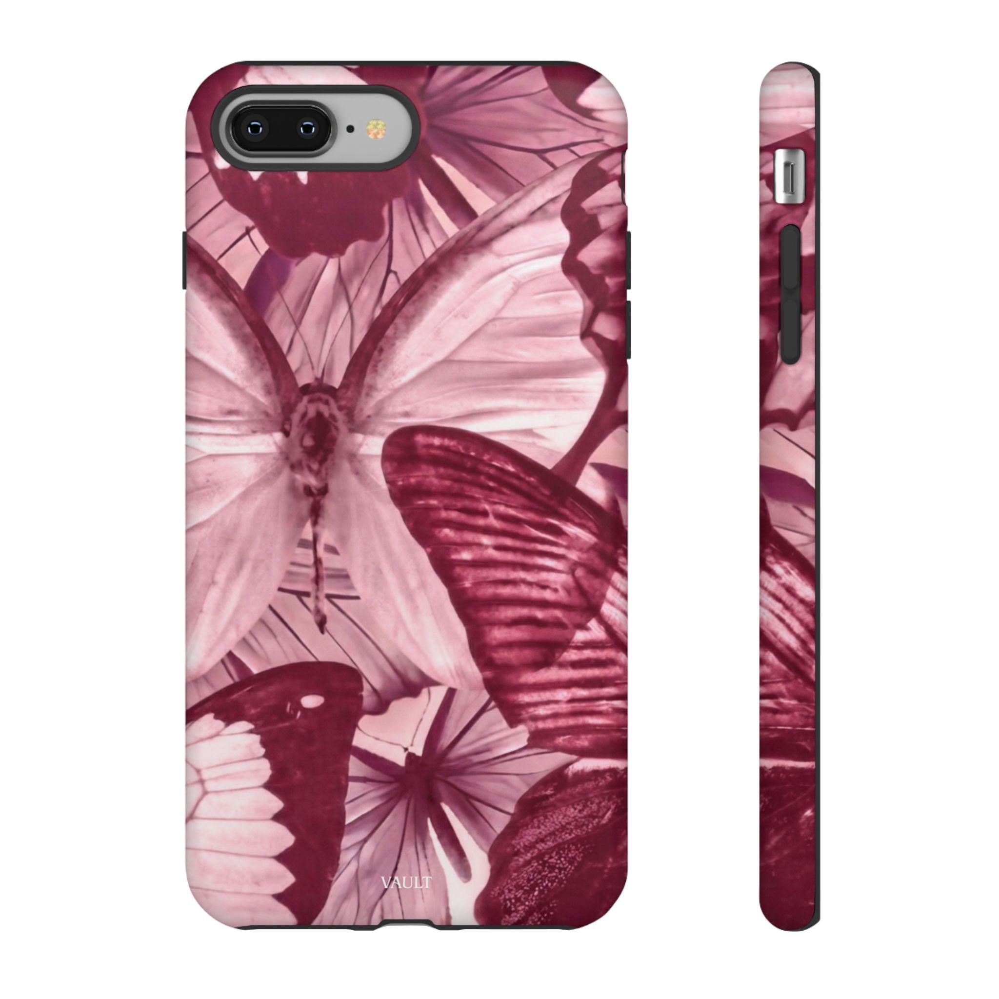 Butterfly Tough Phone Case — Vintage Pink Floral Protective Cover