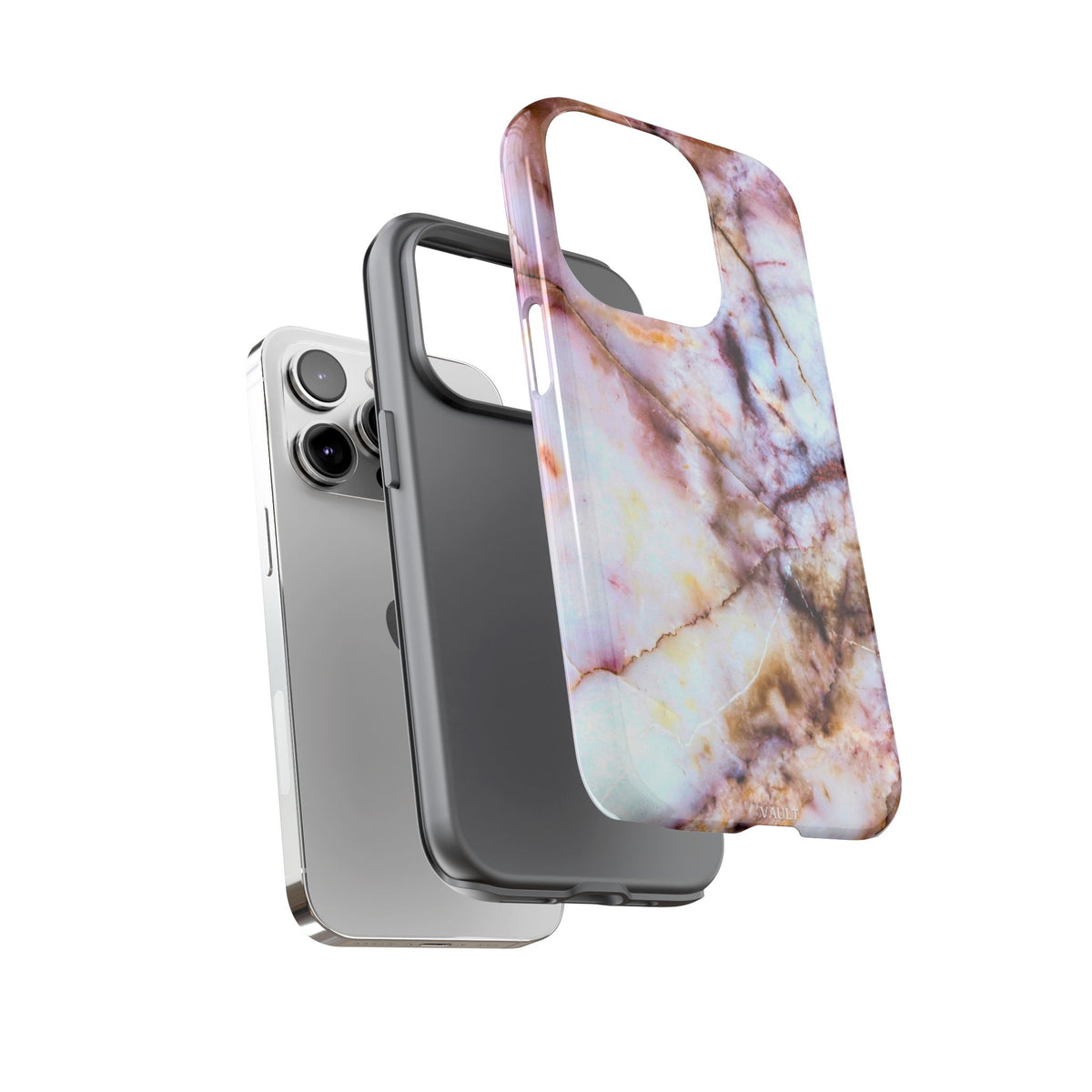 Marble Vein Tough Phone Case — Pink Quartz Protective Cover