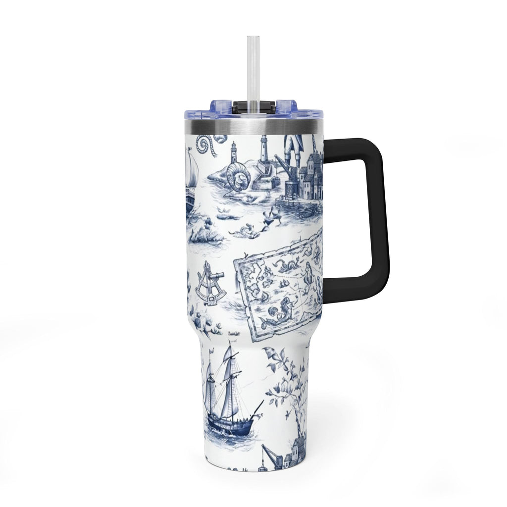 Nautical Blue Toile 40oz Thermal Tumbler