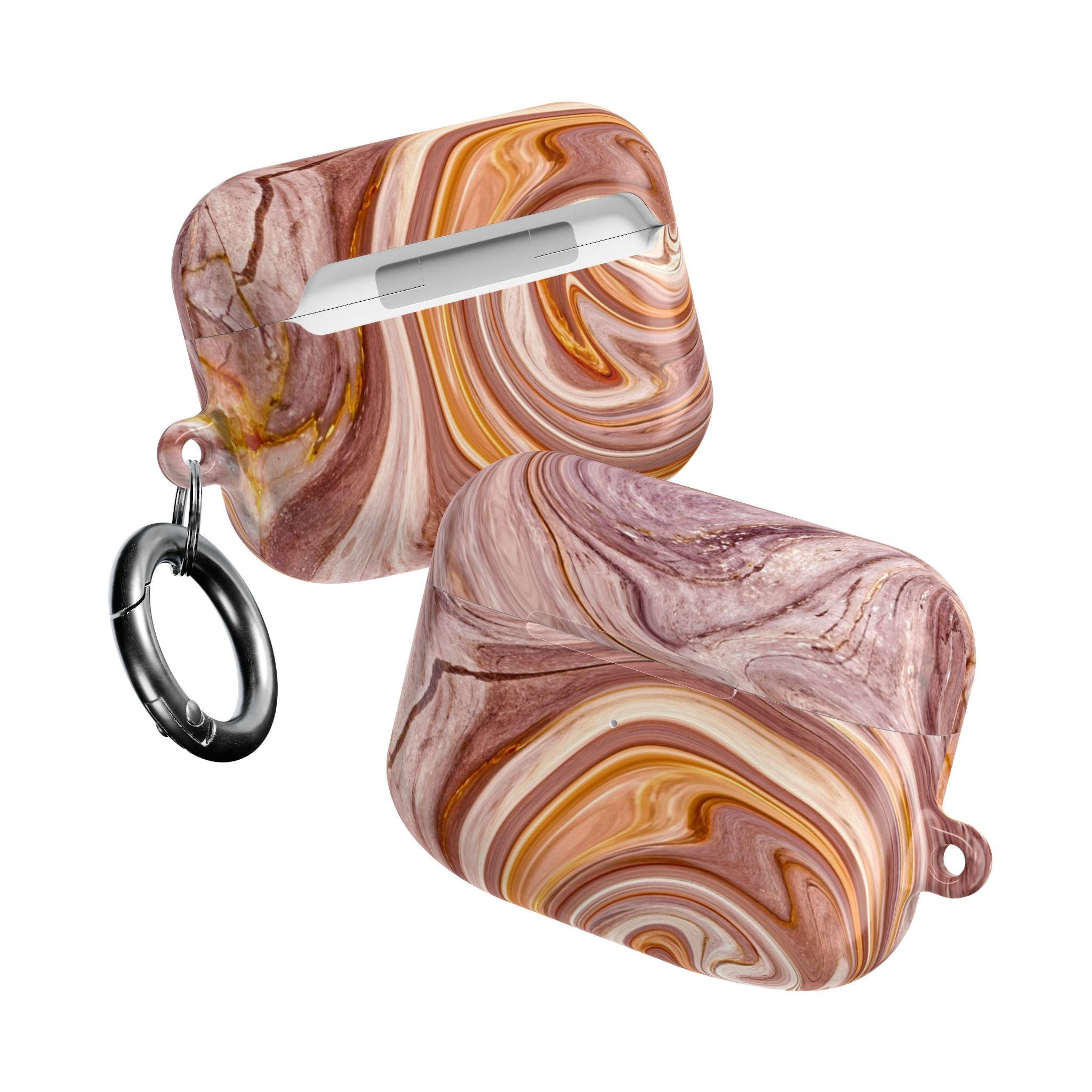 Marble Swirl AirPod Case — Pink & Gold Abstract Protective Cover