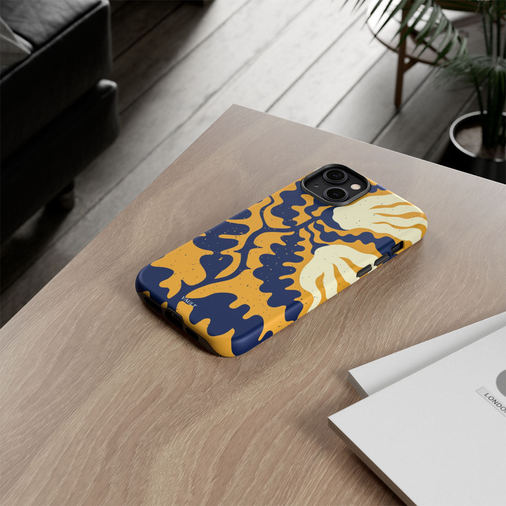 Bold Abstract Floral Phone Case (Navy & Mustard)