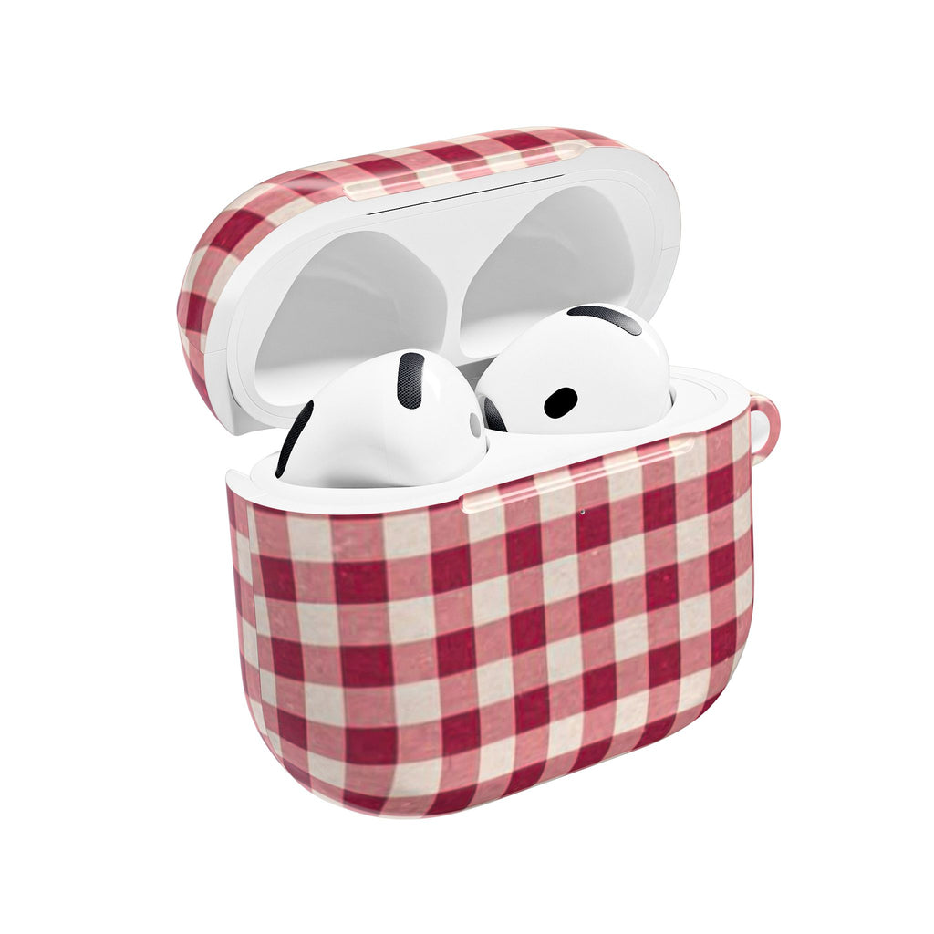 Plaid AirPod Case — Red Buffalo Check Protective Cover