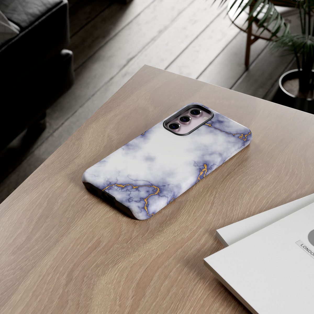 Purple Marble Tough Phone Case with Gold Veins