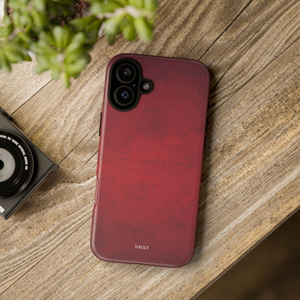 Red Leather Texture Phone Case Impact-Resistant Case