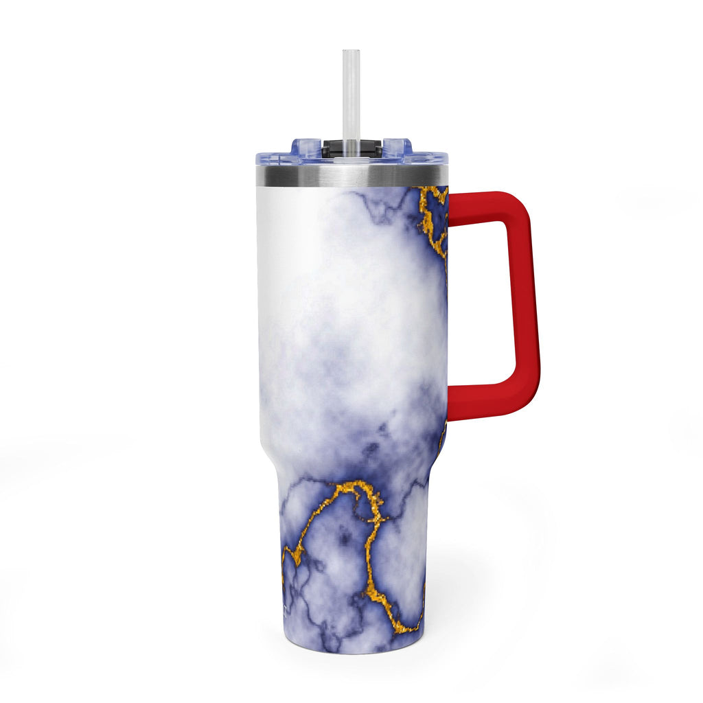 40oz Marble Thermal Tumbler - Blue & Gold Veined Vacuum Cup
